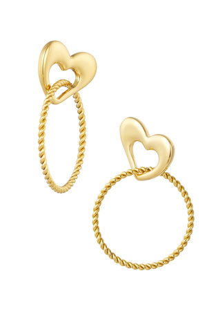 Earrings heart with ring - gold h5 