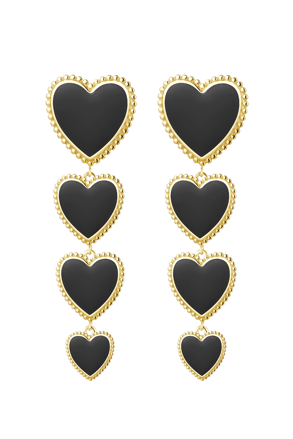 Earrings hearts 4 in a row - black h5 