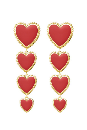 Earrings hearts 4 in a row - red h5 