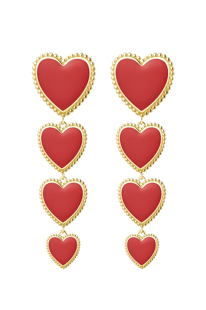 Earrings hearts 4 in a row - red 