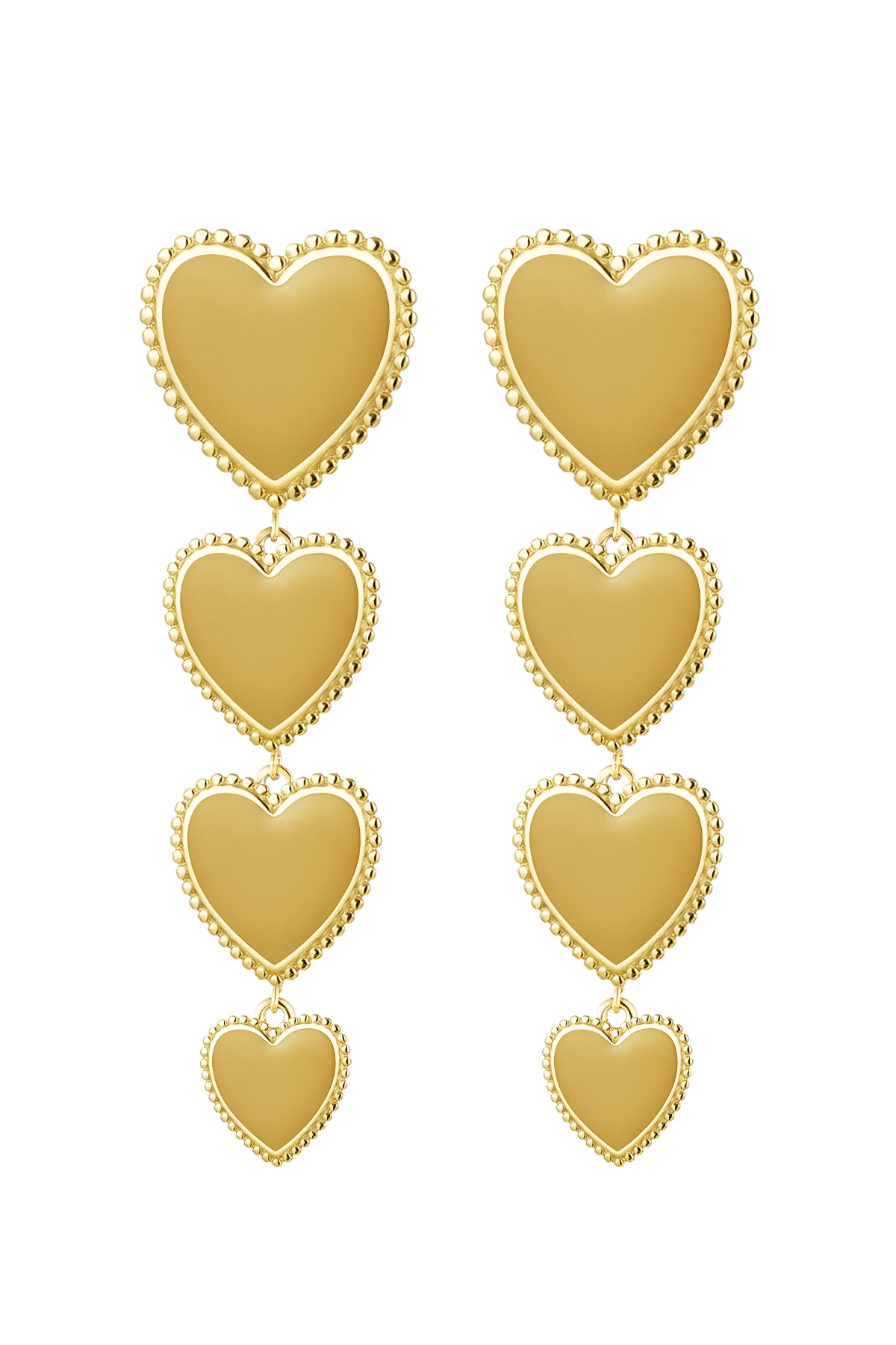 Earrings 4 hearts in a row - beige h5 