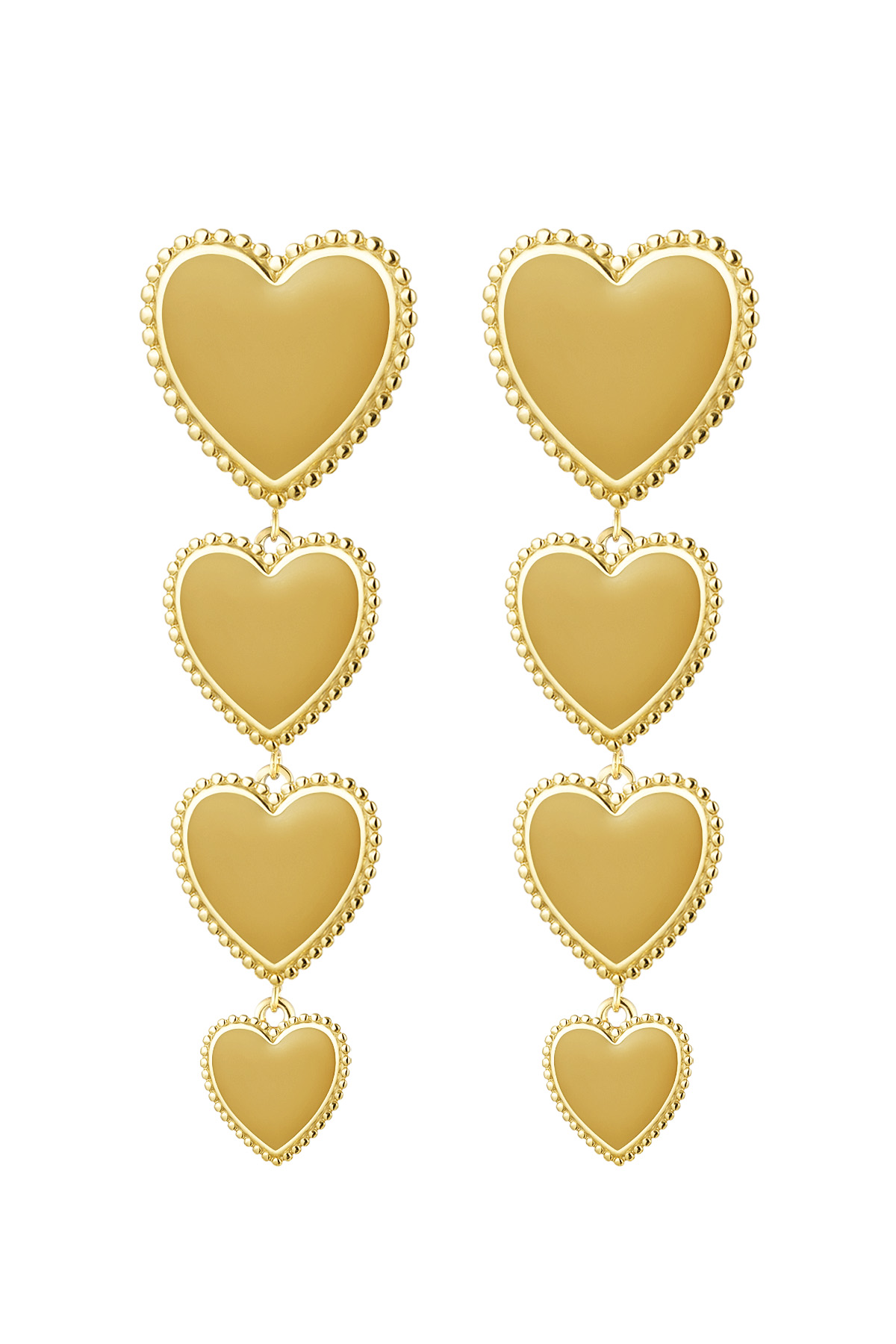 Pendientes 4 corazones en raya - beige 2