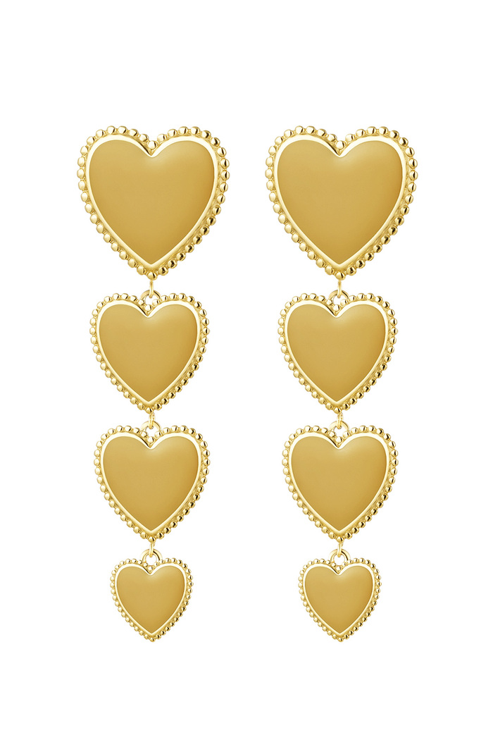 Earrings 4 hearts in a row - beige 