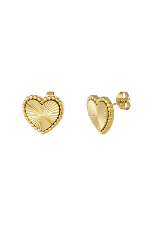 Ear studs heart with stripes - gold h5 