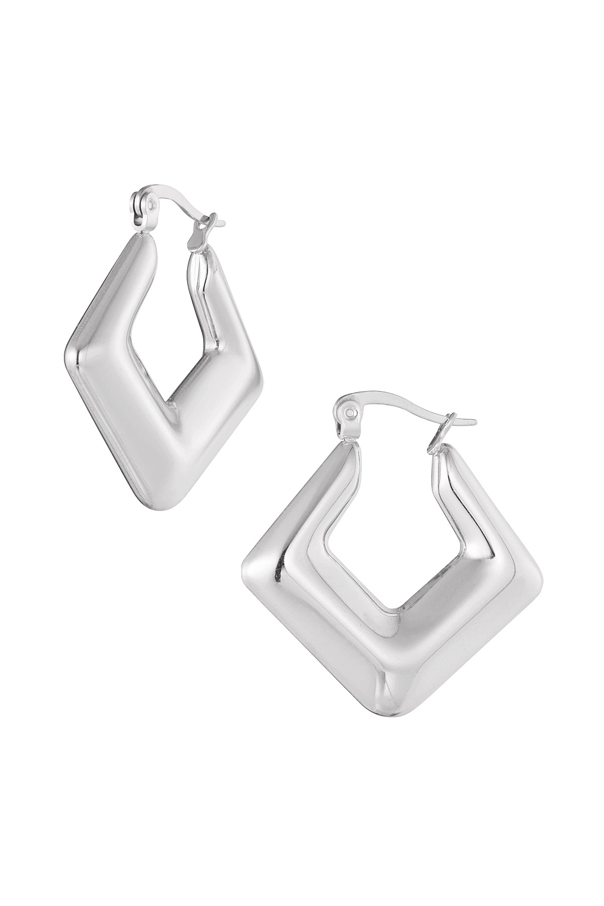 Earrings aesthetic rhombus - silver h5 