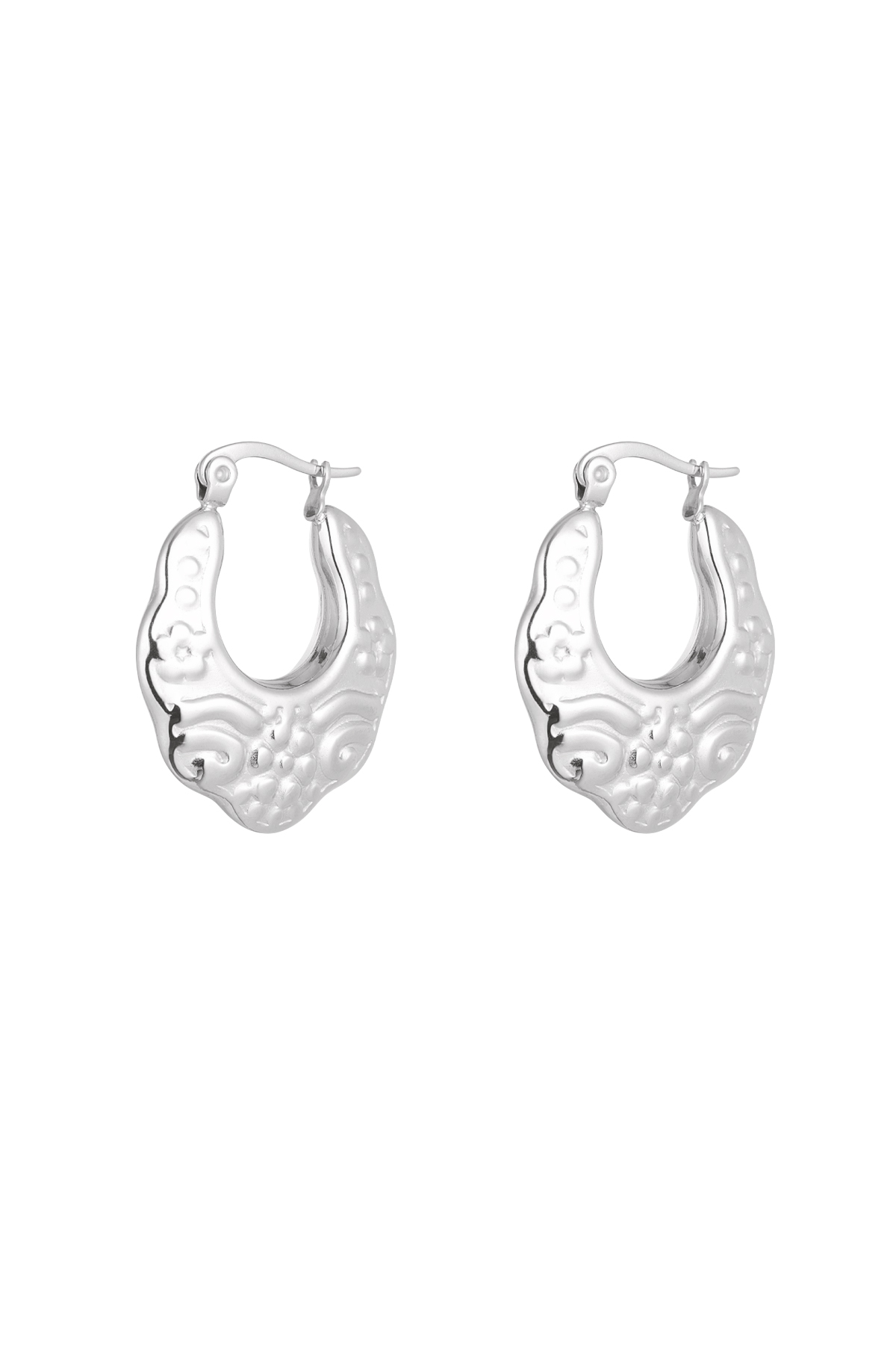 Earrings oval baroque - silver h5 