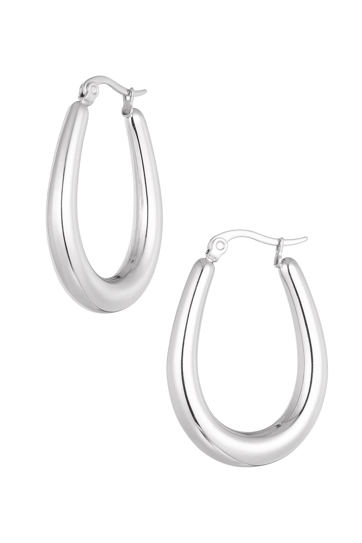 Earrings basic oval - silver h5 