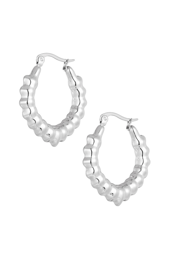 Earrings elongated bubble - silver