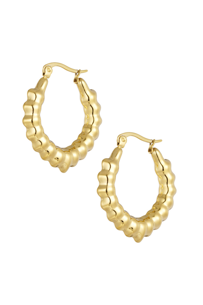 Earrings elongated bubble - gold 