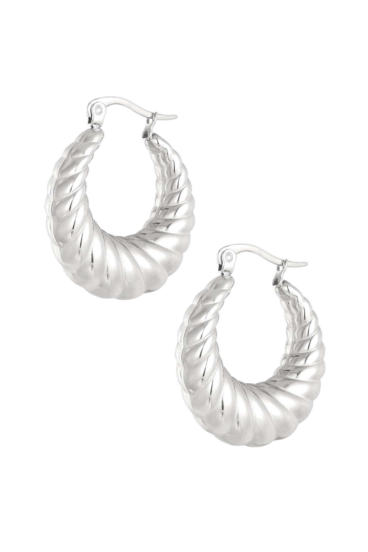 Earrings aesthetic twisted - silver h5 