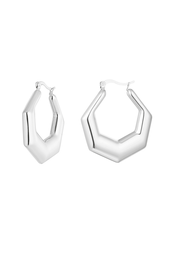 Hexagon earrings - silver 