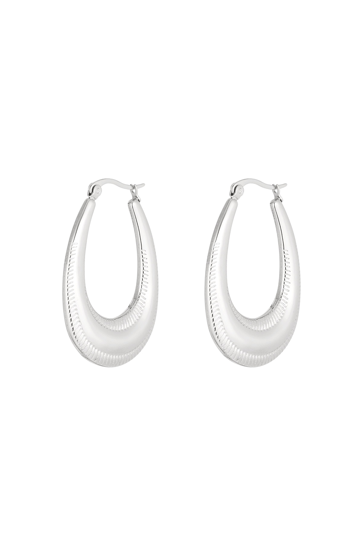 Earrings oval with print - silver h5 