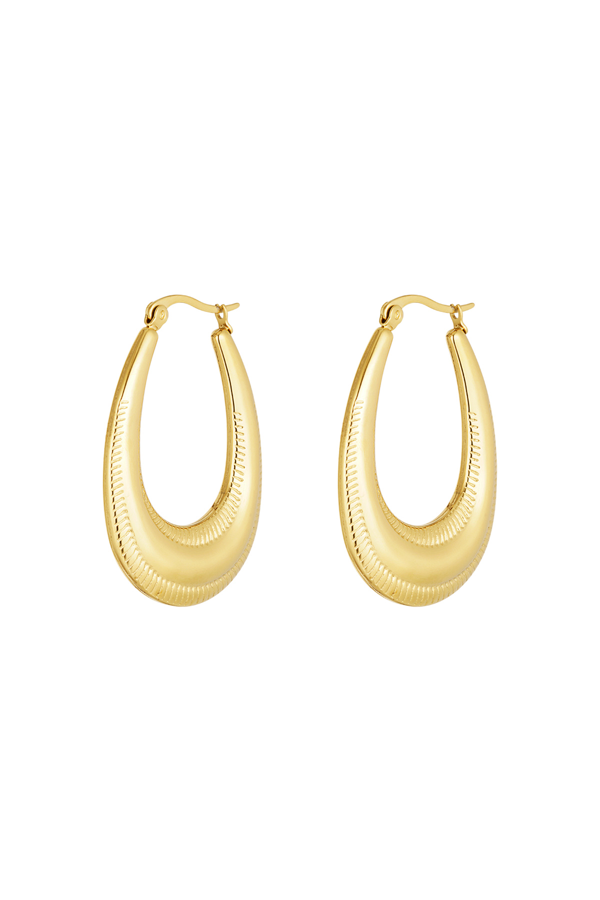 Earrings oval with print - gold h5 