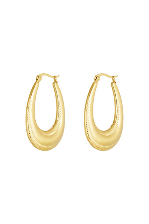 Earrings oval with print - gold h5 