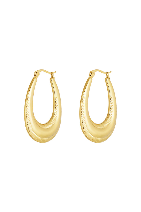 Ohrringe oval mit Aufdruck - Gold