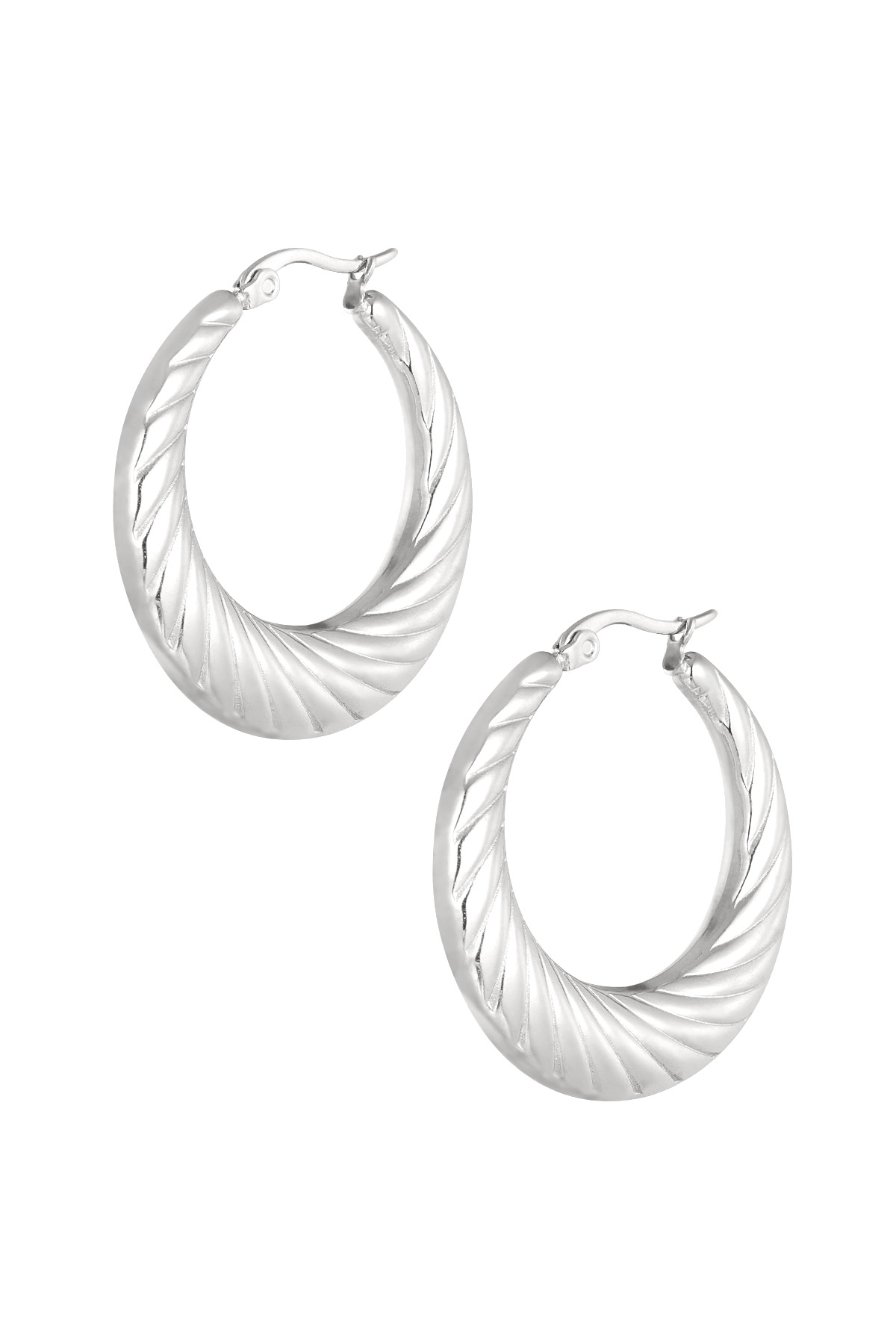 Earrings oval with print - silver h5 