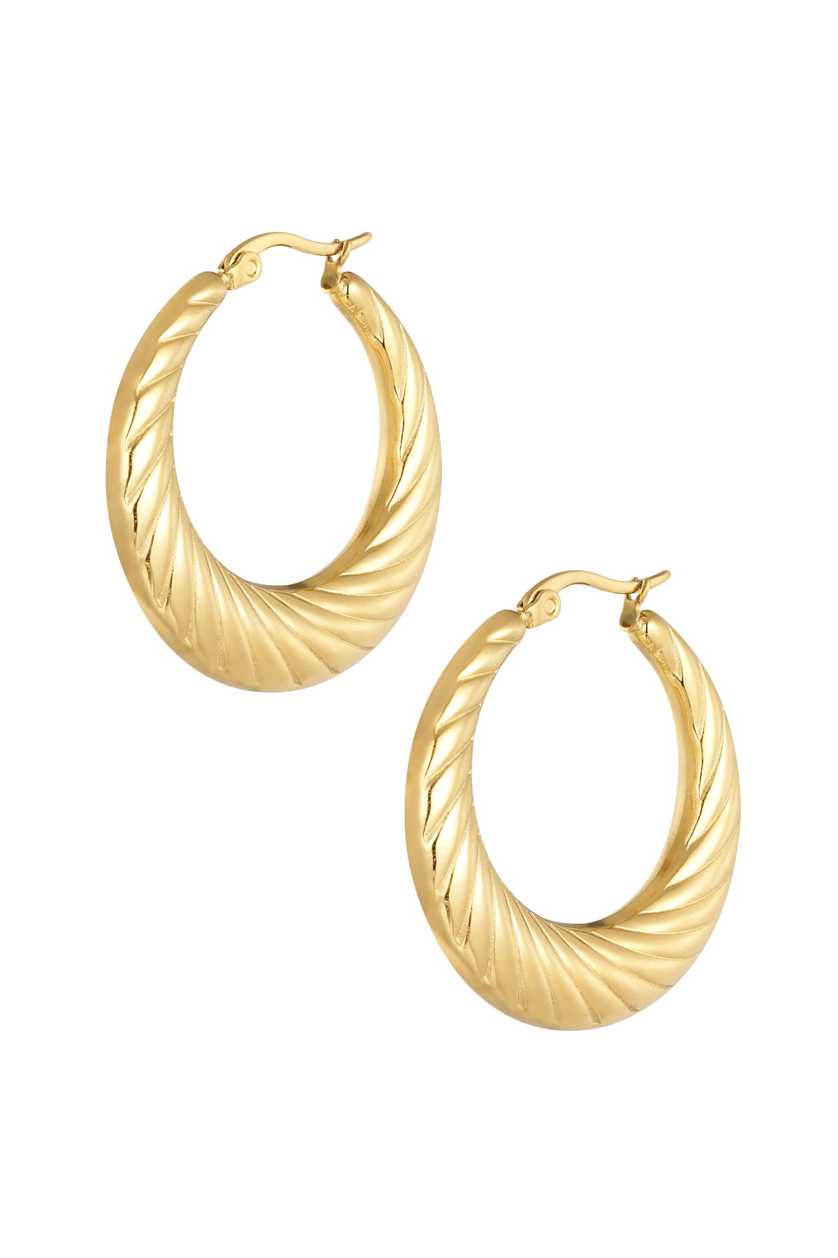 Ohrringe oval mit Aufdruck - Gold