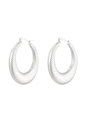 Earrings round striped - silver h5 