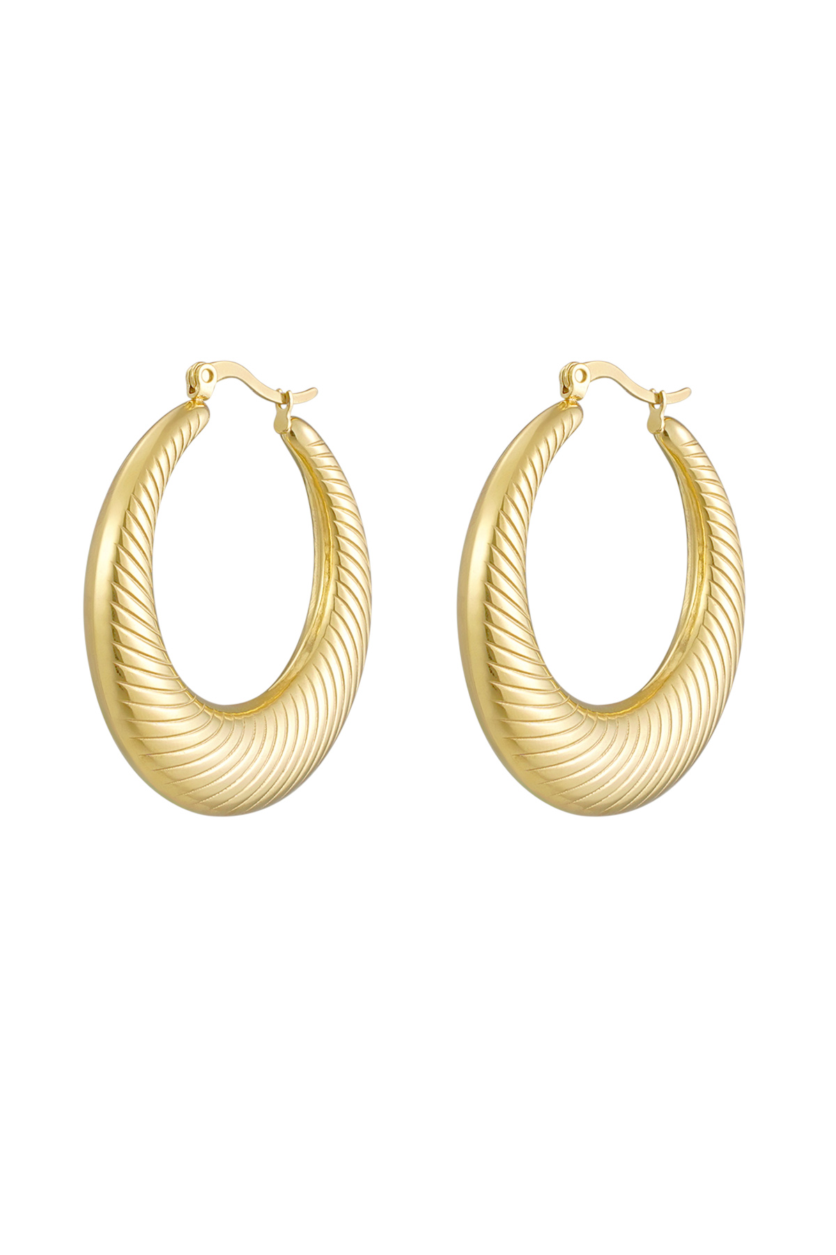 Earrings round striped - gold