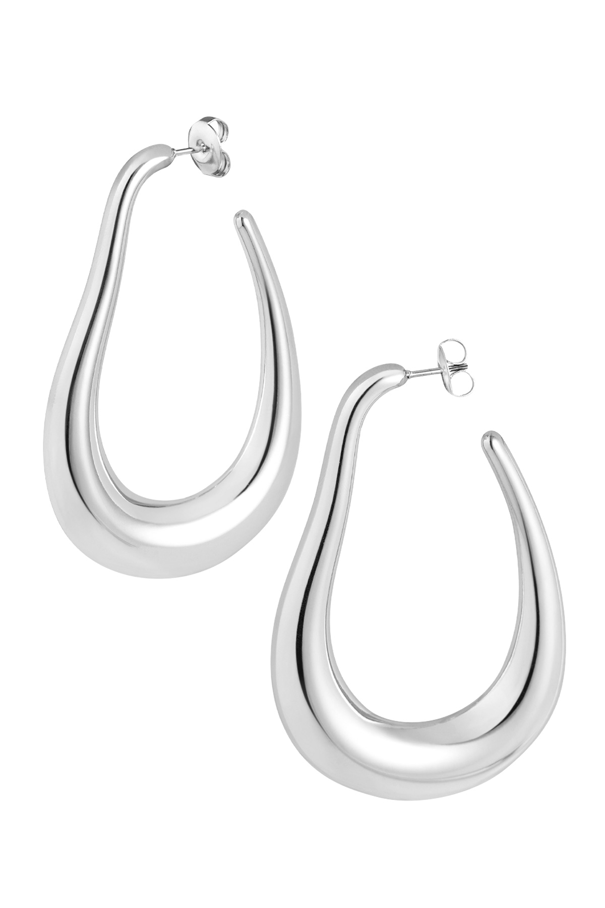 Asymmetrical hoops - silver h5 