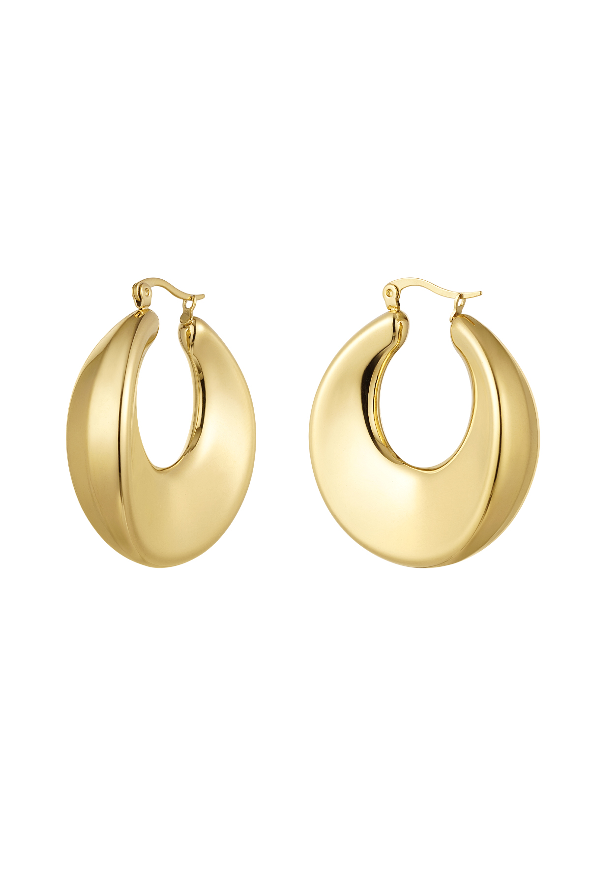 Earrings shiny round - Gold color