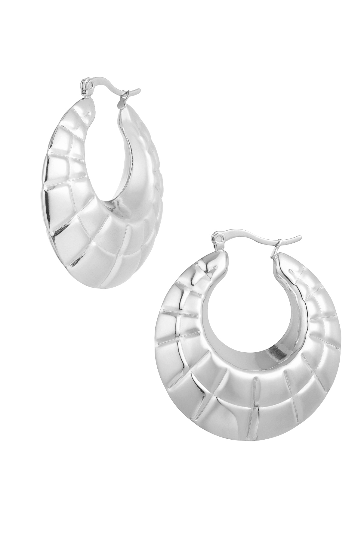 Earrings statement hoops cut out - silver h5 
