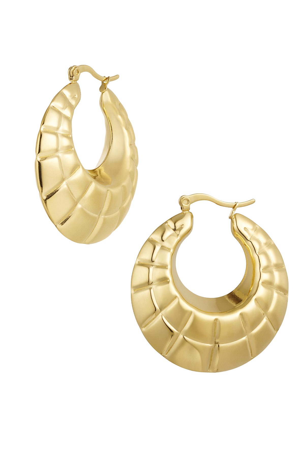 Earrings statement hoops cut out - Gold color 2