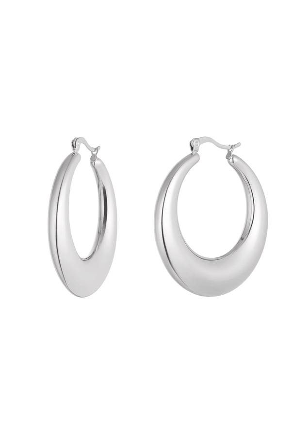 Earrings oval shiny - silver