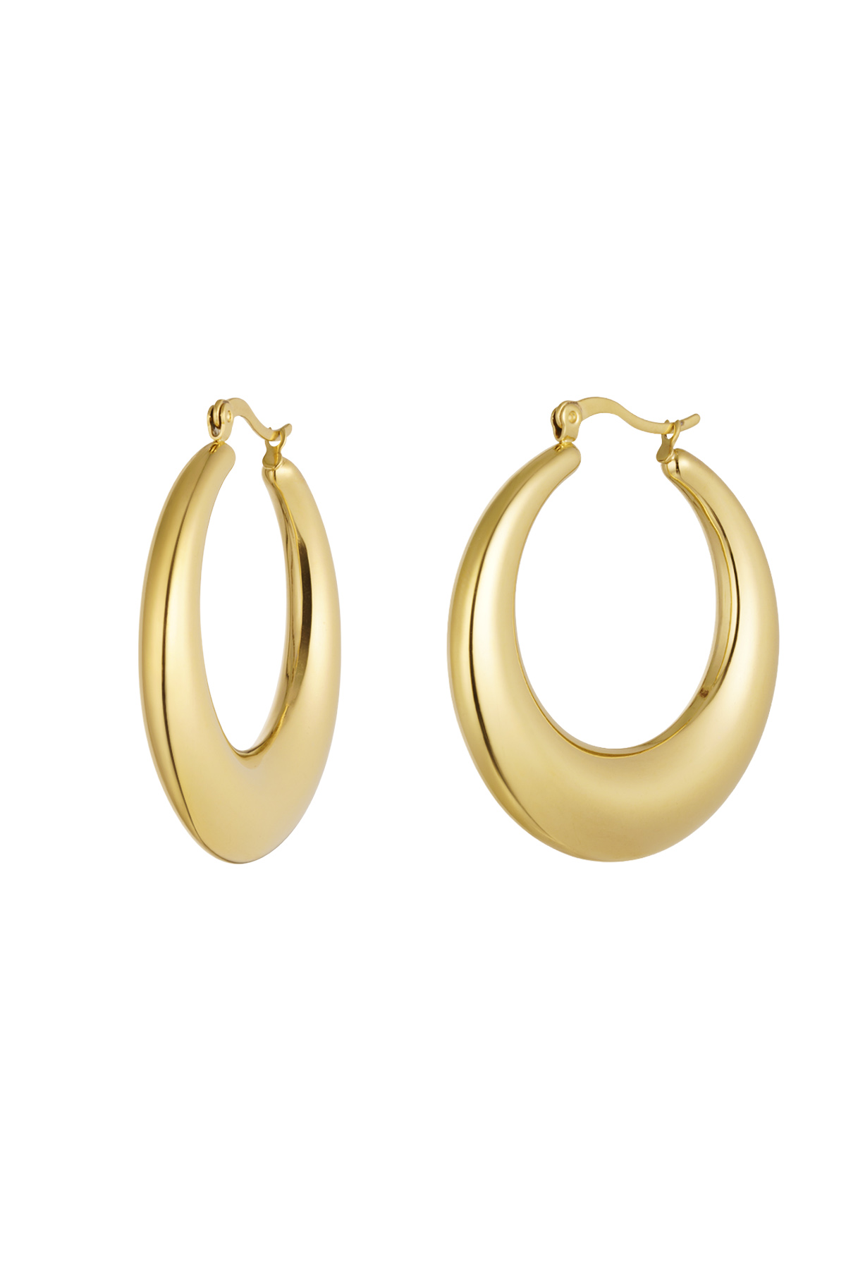 Earrings oval shiny - Gold color