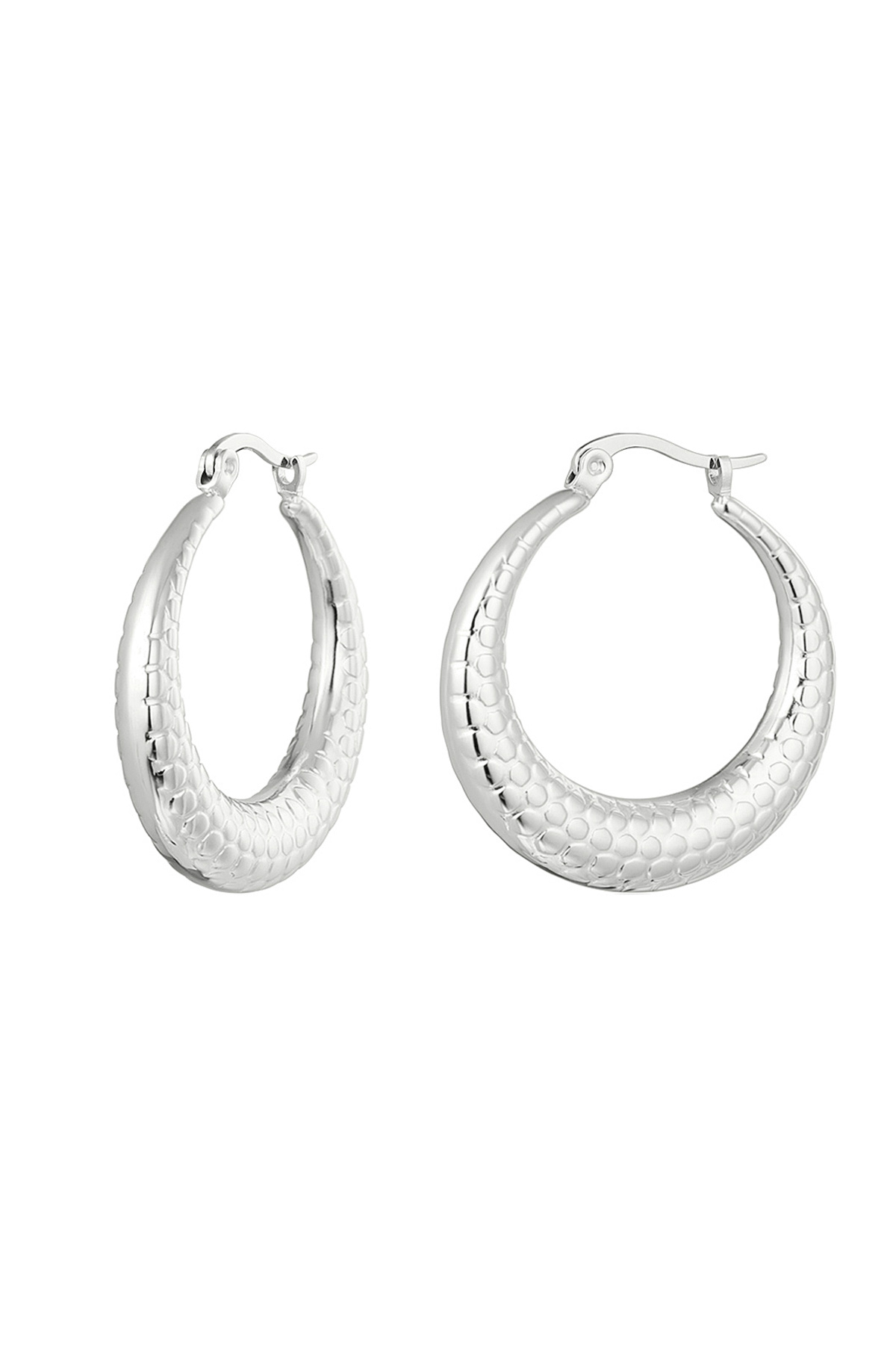 Earrings round with print - silver h5 