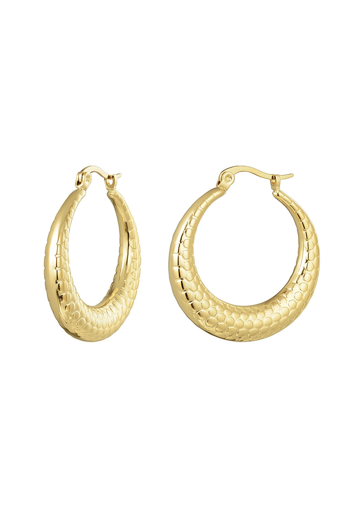 Earrings round with print - gold