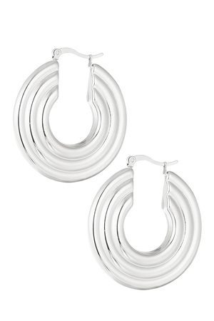 Round earrings with pattern - silver h5 