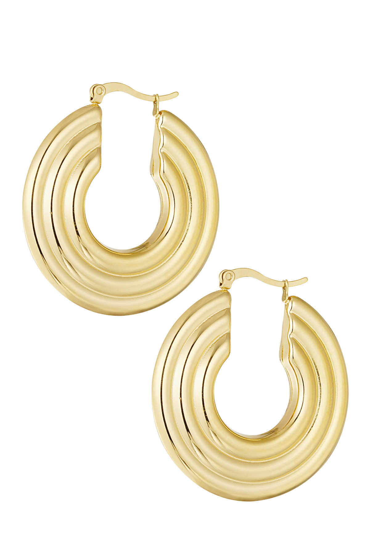Round earrings with pattern - gold 