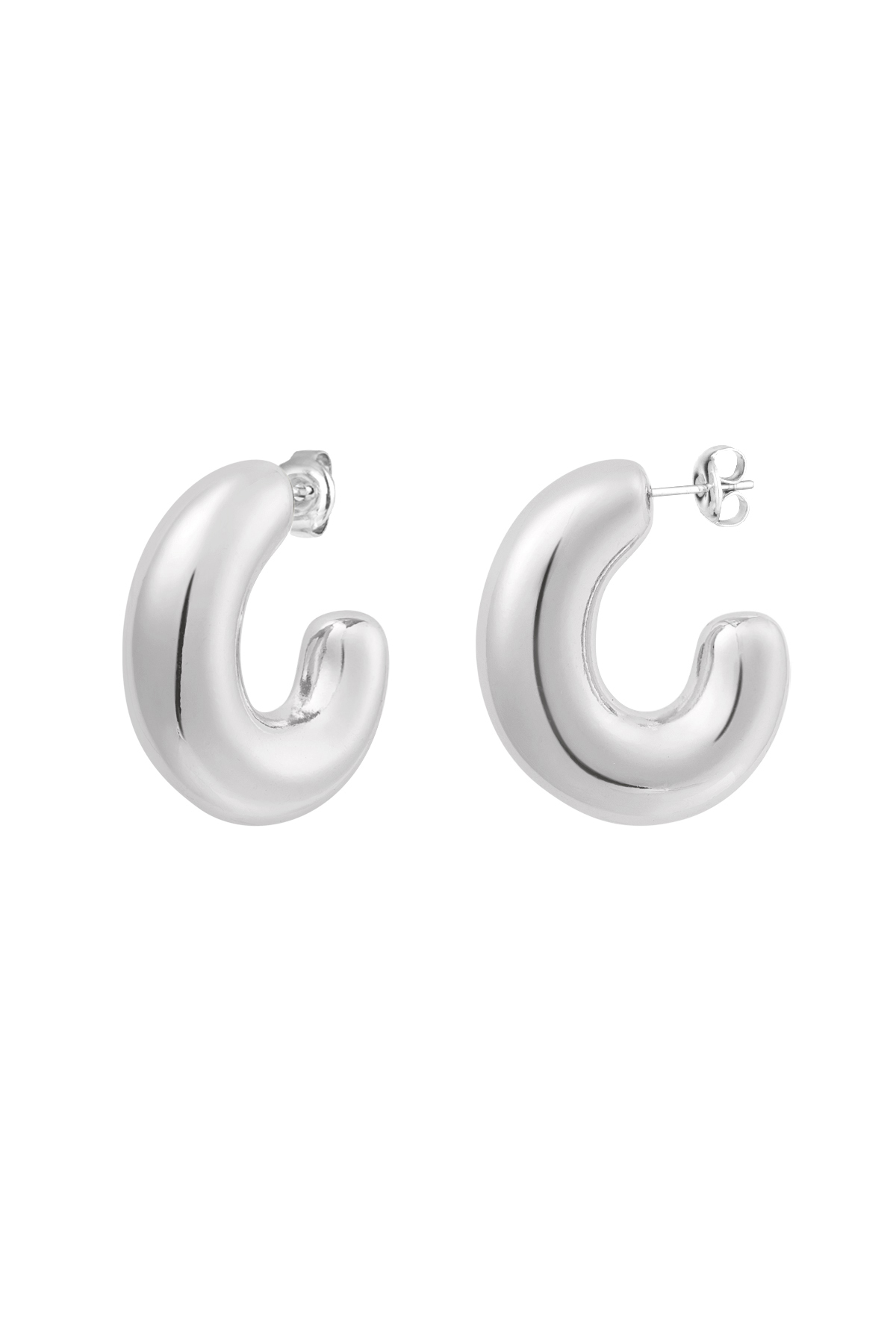 Earrings basic thick half moon - silver h5 