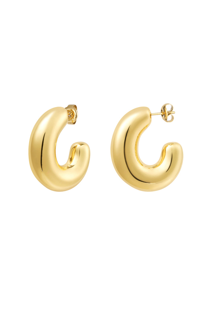 Earrings basic thick half moon - gold 