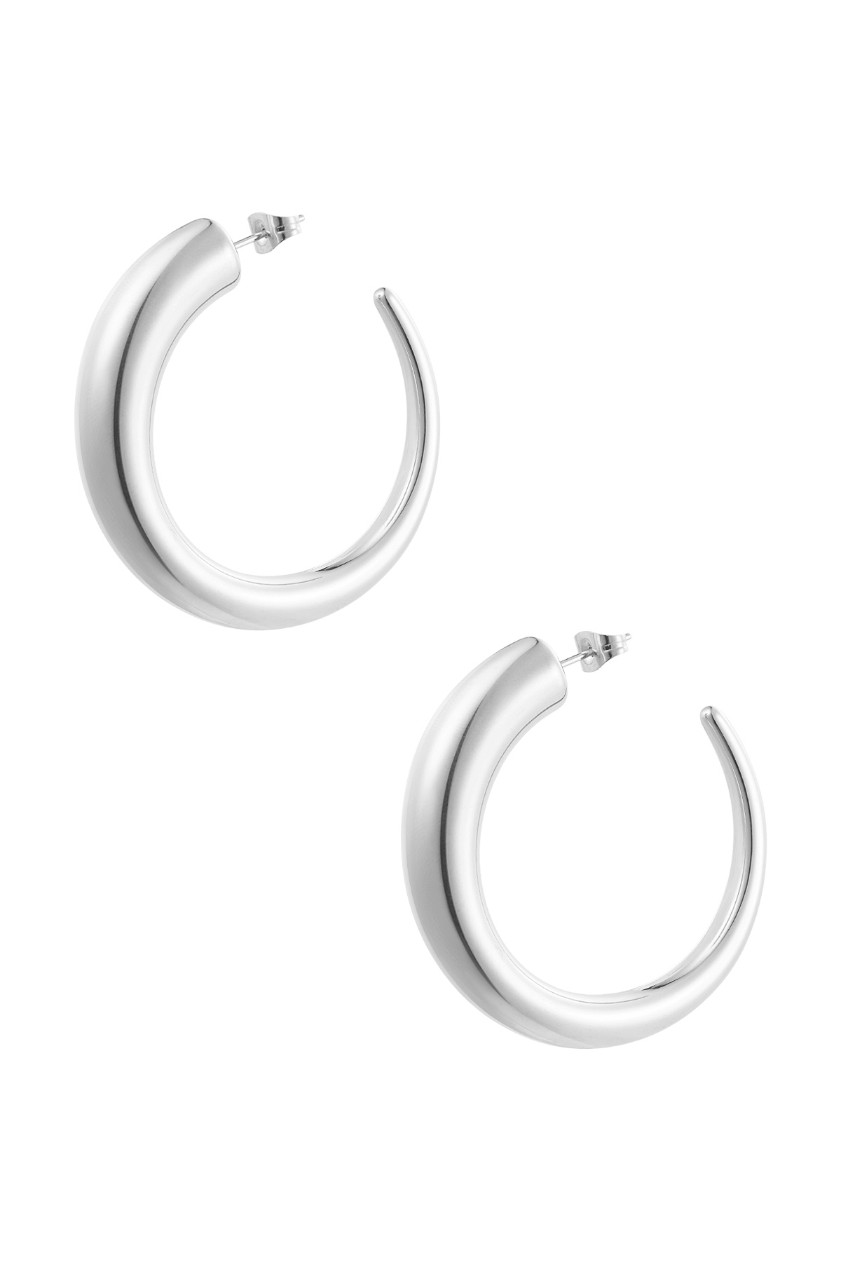 Earrings round matte - Silver Color color