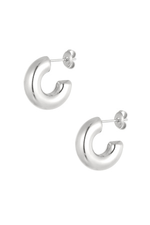 Earrings aesthetic basic half moon small - silver h5 