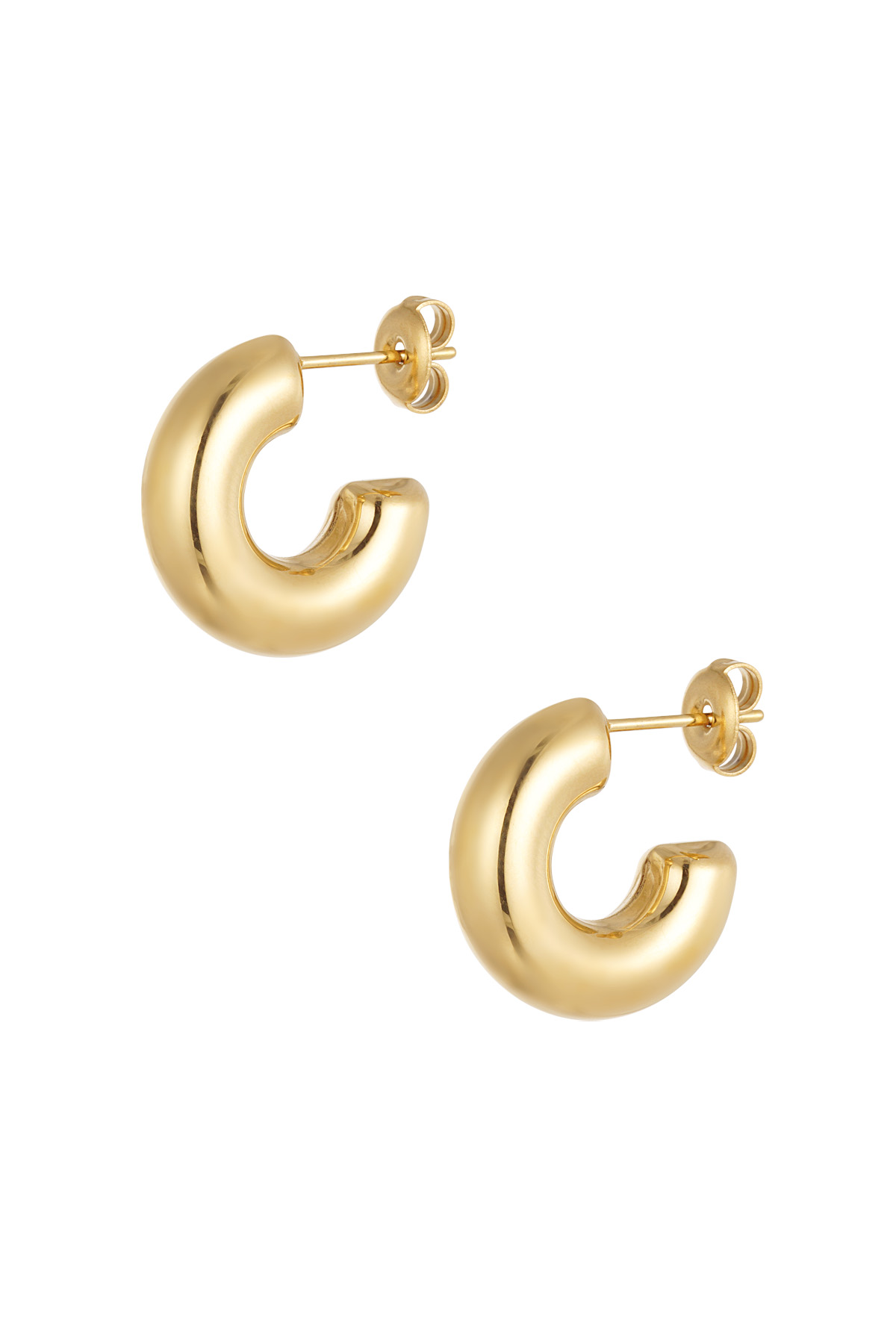 Ästhetische Basic-Ohrringe mit kleinem Halbmond – Gold