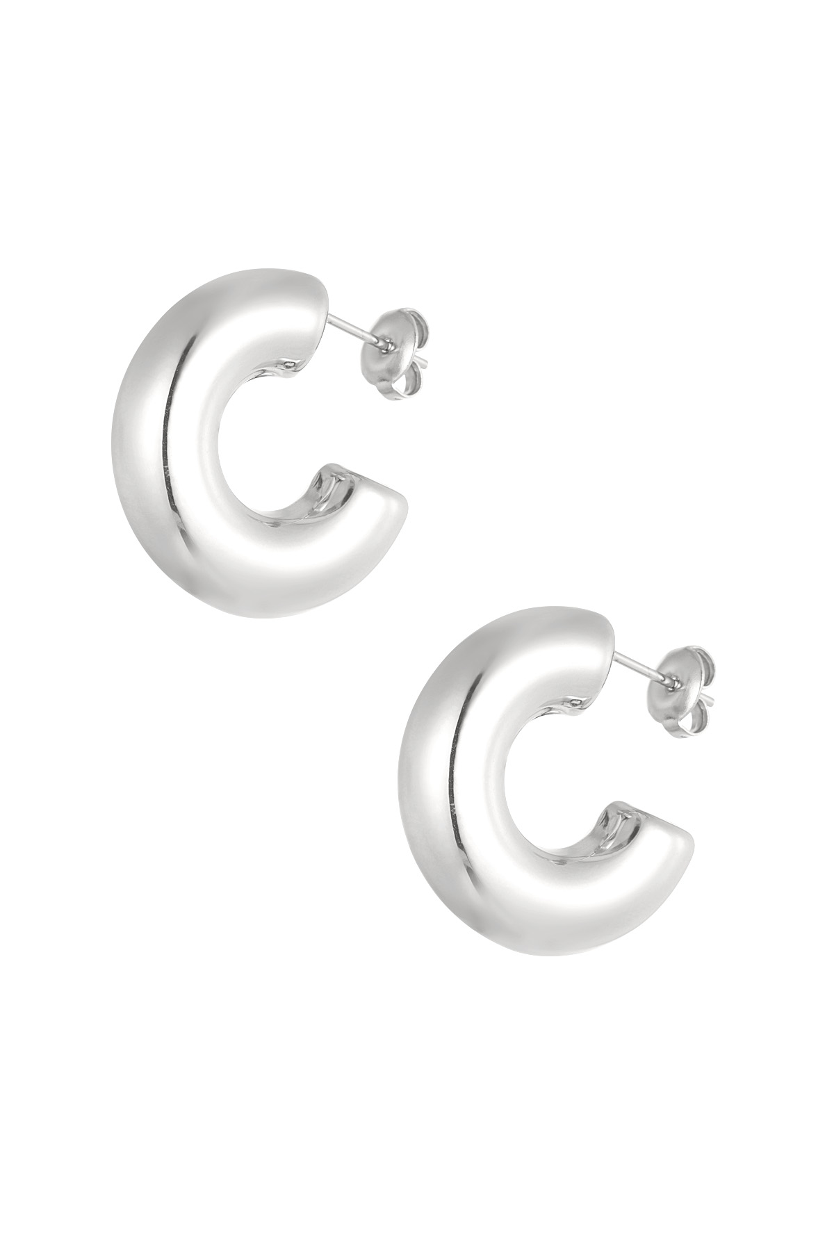 Earrings aesthetic basic half moon - silver h5 