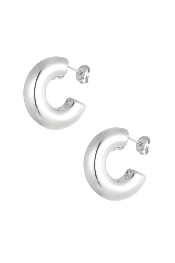 Earrings aesthetic basic half moon - silver