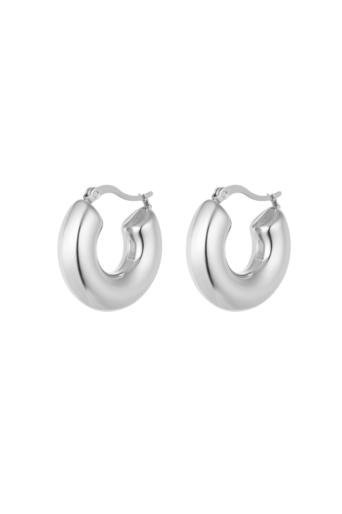 Earrings thick round - silver