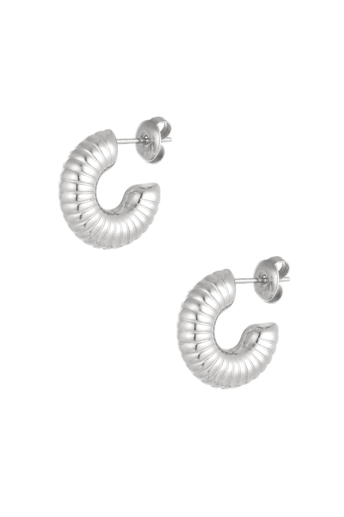 Earrings aesthetic half moon small - silver