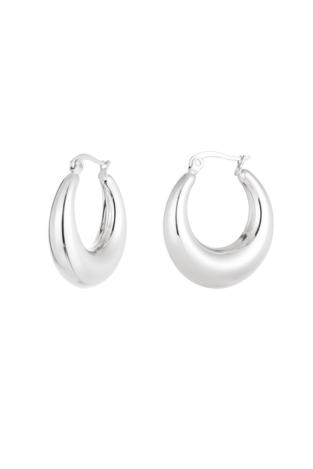 Earrings classy round - silver h5 