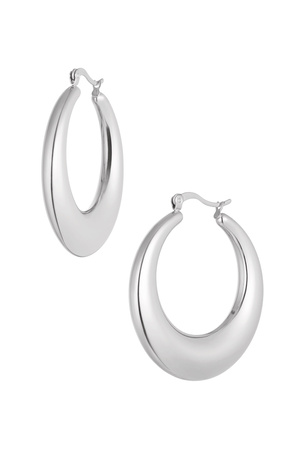 Earrings elongated round - silver h5 