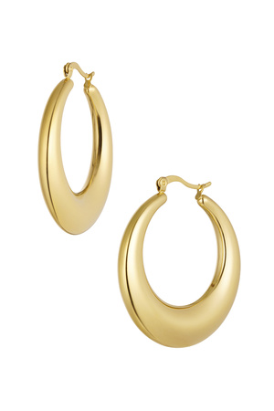 Earrings elongated round - gold h5 