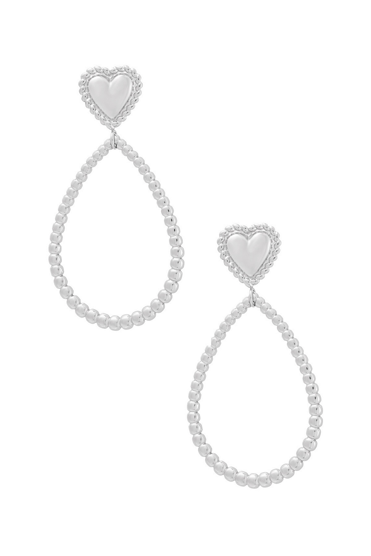 Earrings drop with heart - silver h5 