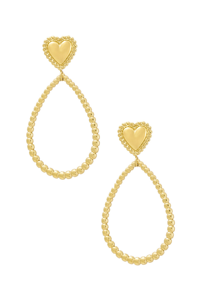 Earrings drop with heart - gold 