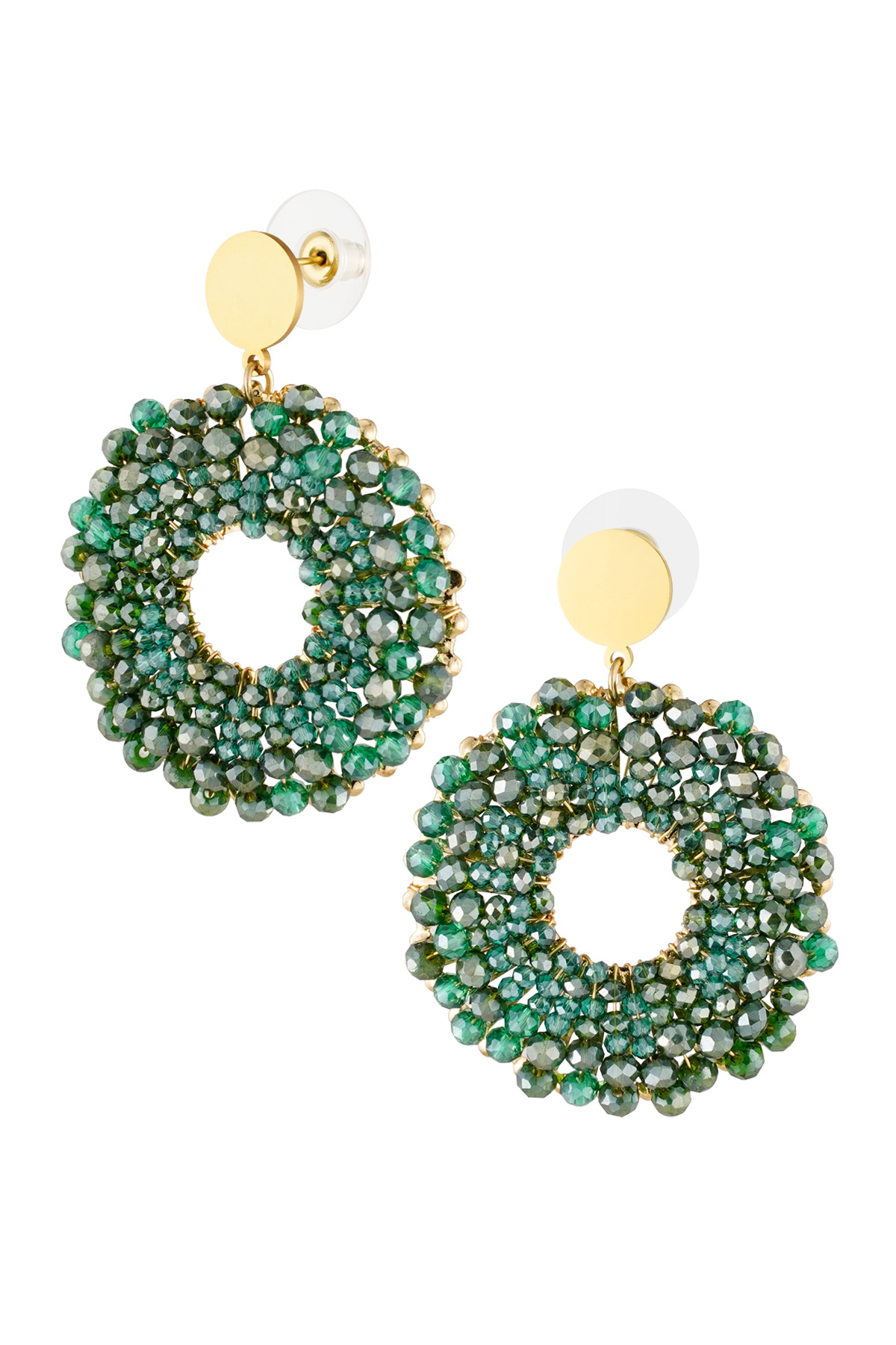 Earrings beaded party donut - green 2