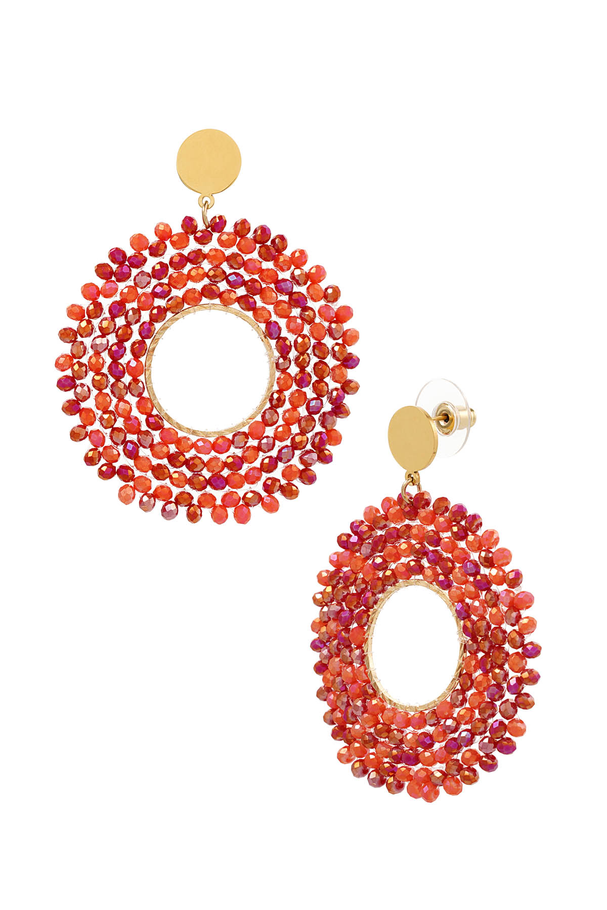 Earrings big beads party - orange 