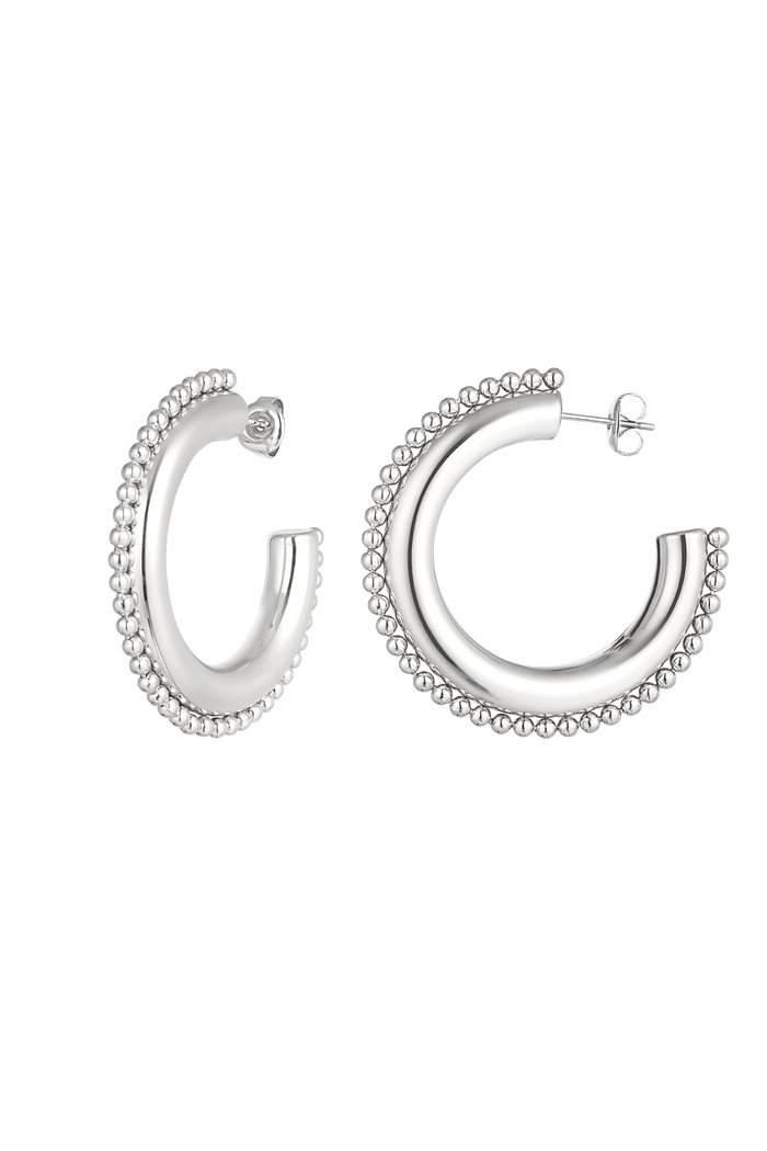 Earrings round with dots medium - silver 